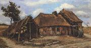Vincent Van Gogh Cottage with Decrepit Barn and Stooping Woman (nn04) oil painting artist
